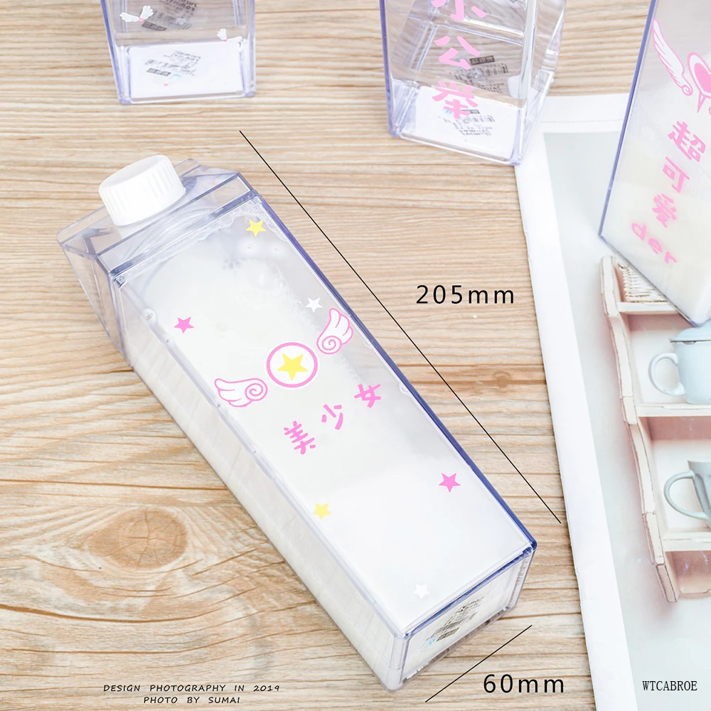 Girls 1000ml Plastic Water Bottle Milk Carton Juice Cup
