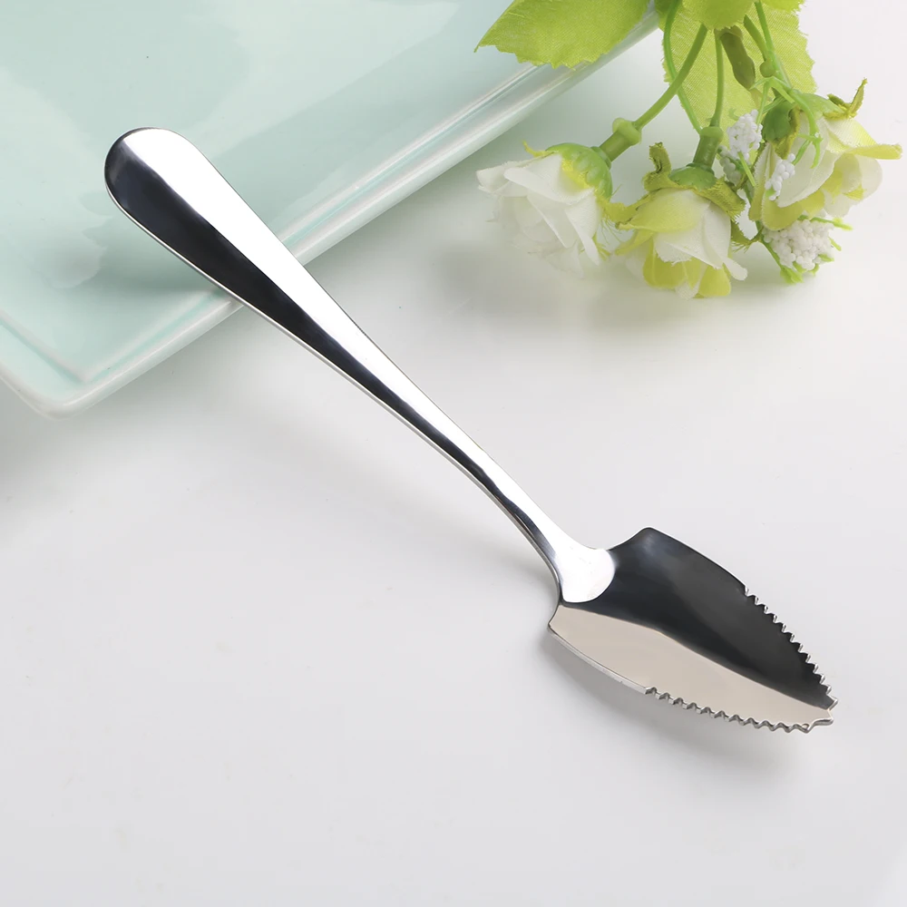 HILIFE Dessert Tea Coffee Spoon 15.5cm Fruit Grapefruit Spoon Serrated Edge Stainless Steel Tableware Flatware Long Handle stainless steel spoon