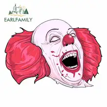 EARLFAMILY 13cm x 9.7cm for Pennywise Clown Car Stickers Bumper Trunk Truck Graphics Vinyl JDM RV VAN DIY Fine Decal Waterproof