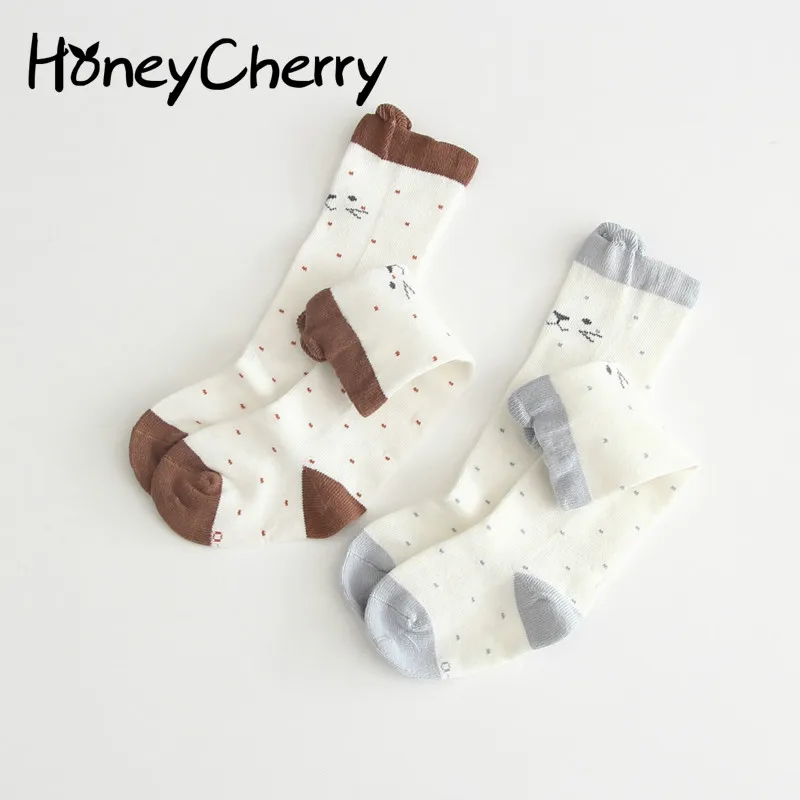 

Fall Baby Girl Socks 2019 New Kids'socks Female Babies Mid-tube Half-tube Socks Jacquard Cat Socks
