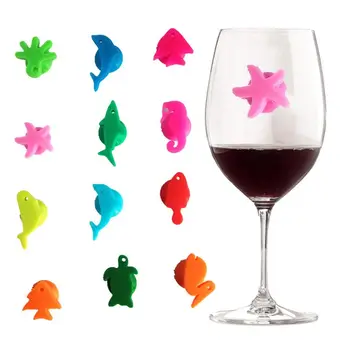 

24pcs sea animals mixed Silicone Glass Markers Wine Glass Bar Wine Charms with Suction to Identify your Wine Glasses in a crowd