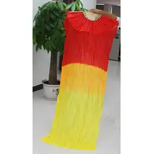 Горячая 1 шт 1,5 м ручная работа танец живота веер из шелка и бамбука вуали ручной работы красный желтый L9BE