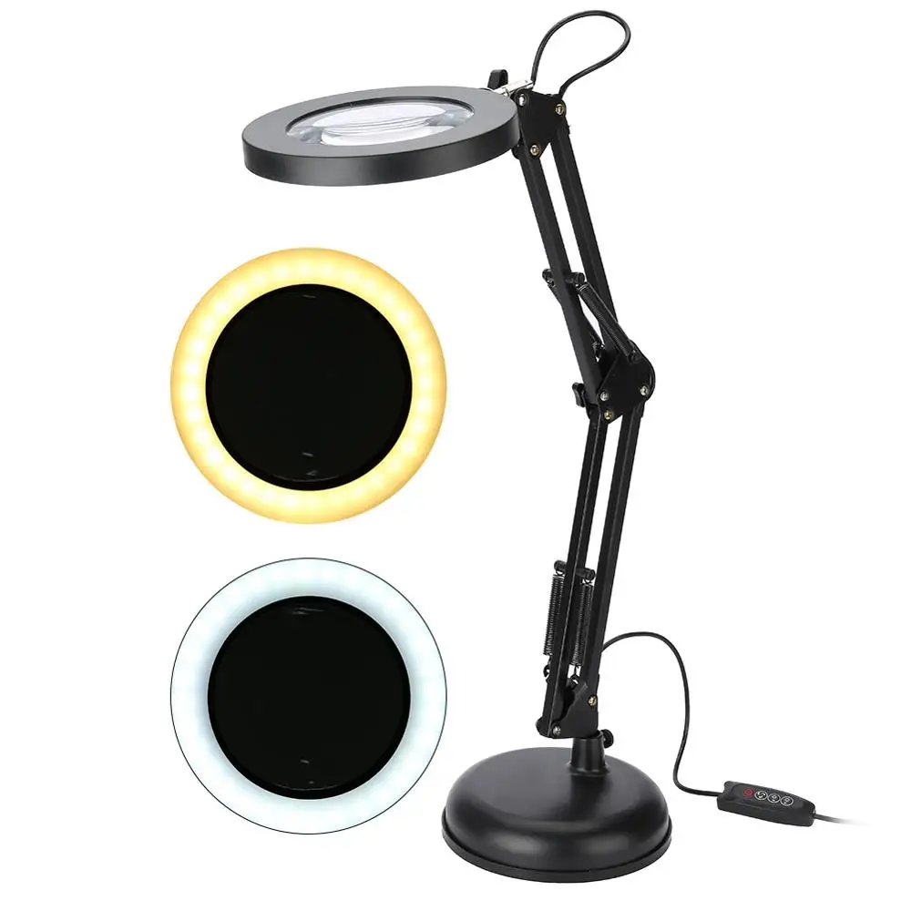 USB Desktop LED Cold Light Adjustable 5X Magnifying Glass Table Lamp Nail Salon Lip Beauty Tattoos No Shadow Fill Light Eye Lamp 2x jewellers jewelry loupe magnifier eye magnifying glass 10x 21mm