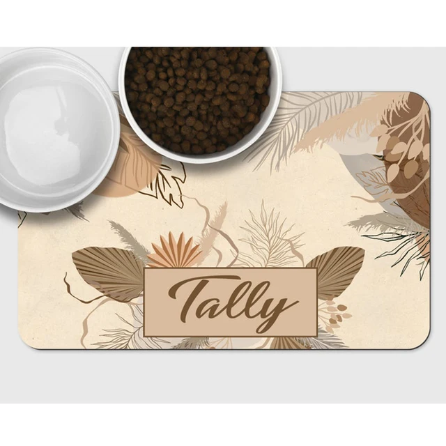 PU Leather Waterproof Pet Placemat Dog Mat Cat Mat Bowl Plate Pet Drinking Feeding Placemat Customize Name For Puppy And Kitten O