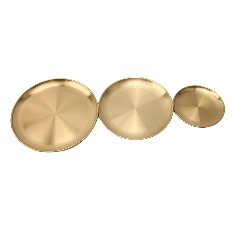Dinner Plates European Style Gold Dessert Plate Kitchen Serving Dishes Salad Round Cake Tray Western Steak | Дом и сад