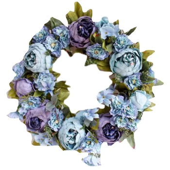 

Simulation Peony Wreath Rattan Round Garland Decoration Wall Hanging