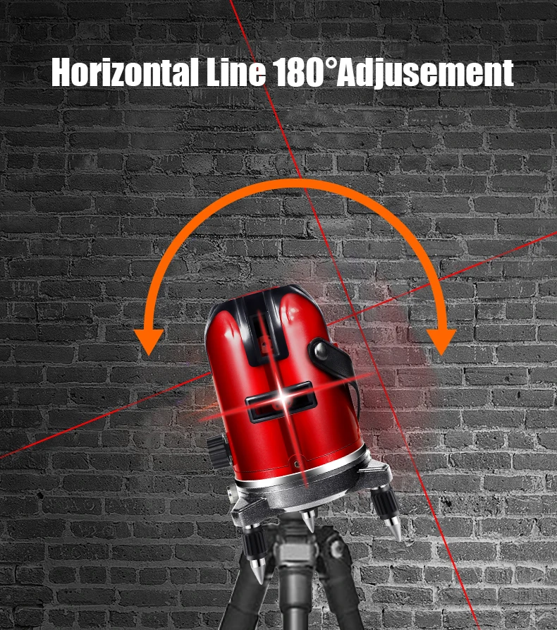Красный лазерный уровень с 5 линиями, регулировка 360 градусов, 5 линий, 6 точек, точность ± 1 мм/5 м, Вертикальная Горизонтальная линия, лазер, самонивелирующийся