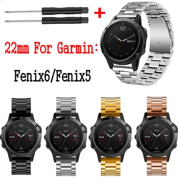 

Top Quality 22mm Smart Bracelet Wrist for Garmin Fenix 6 Strap Classic Stainless Steel Metal Watchband for Garmin Fenix 5 Band