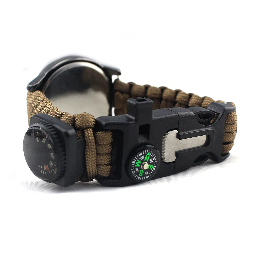 

Outdoor Seven-Core Umbrella Rope Watch Camping Survival with Compass Thermometer Umbrella Rope Weaving Emergency Life-Saving Wat