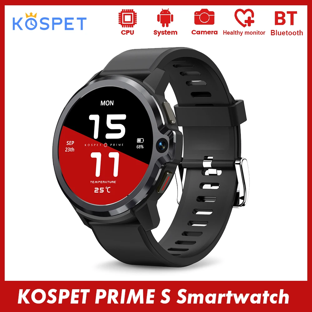 Смарт-часы KOSPET PRIME S мужские экран 1 6 дюйма двойные чипы камеры 4G глобальная