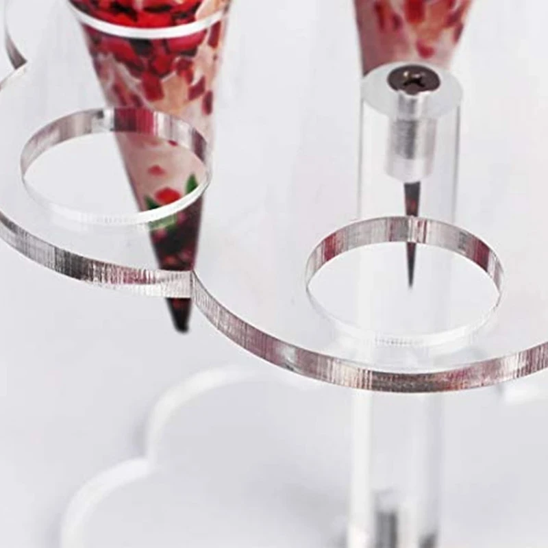 6/16-Hole Round Acrylic Ice Cream Cone Dessert Holder Display Stand Party Shelf for Wedding Party Dining & Bar Supplies ice cream cone holder