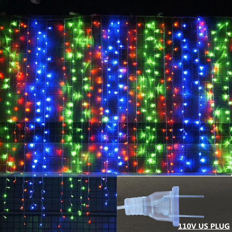 multicolor 110v Рождественские украшения для дома 2x2/3x2/3x3 м СВЕТОДИОДНАЯ Гирлянда Новогодние рождественские украшения для рождественской ёлки украшения Navidad - Цвет: multicolor 110v