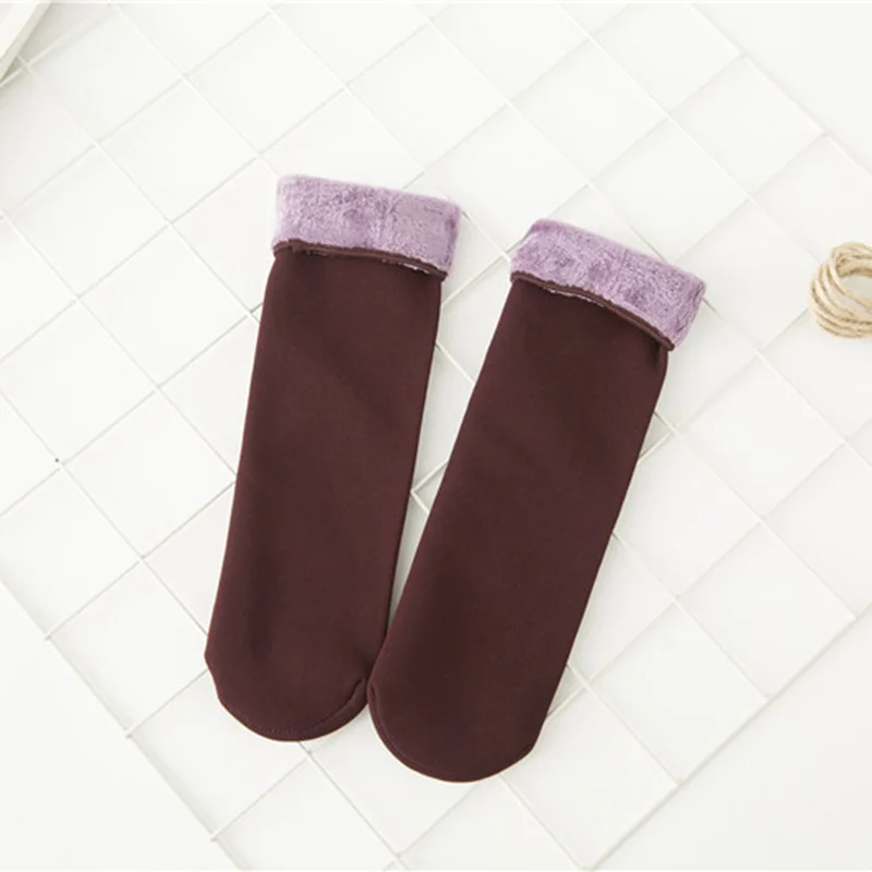 E wine red LKWDer/3 пары теплых женских носков; теплые шерстяные кашемировые зимние носки; бесшовное бархатное женское сапоги; носки для сна - Цвет: E wine red
