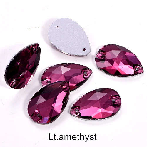 Lt.amethyst 6 размеров стеклянная Каплевидная форма пришить на Стразы Красочные пришивные камни с плоским основанием одежда для одежды Ювелирные изделия для одежды B1286 - Цвет: Lt.amethyst