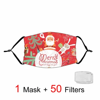 

Snowman Santa Claus Masks Christmas Tree Masks Dust-proof Face Masks Pattern Adult Children Reusable Cute Raccoon Cosplay Mask