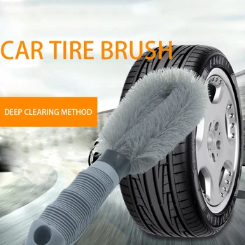 

Grey Car Vehicle Motorcycle Wheel Hub Tire Rim Scrub Brush Washing Dust Cleaner 26cm Car Wheel Washing Brush