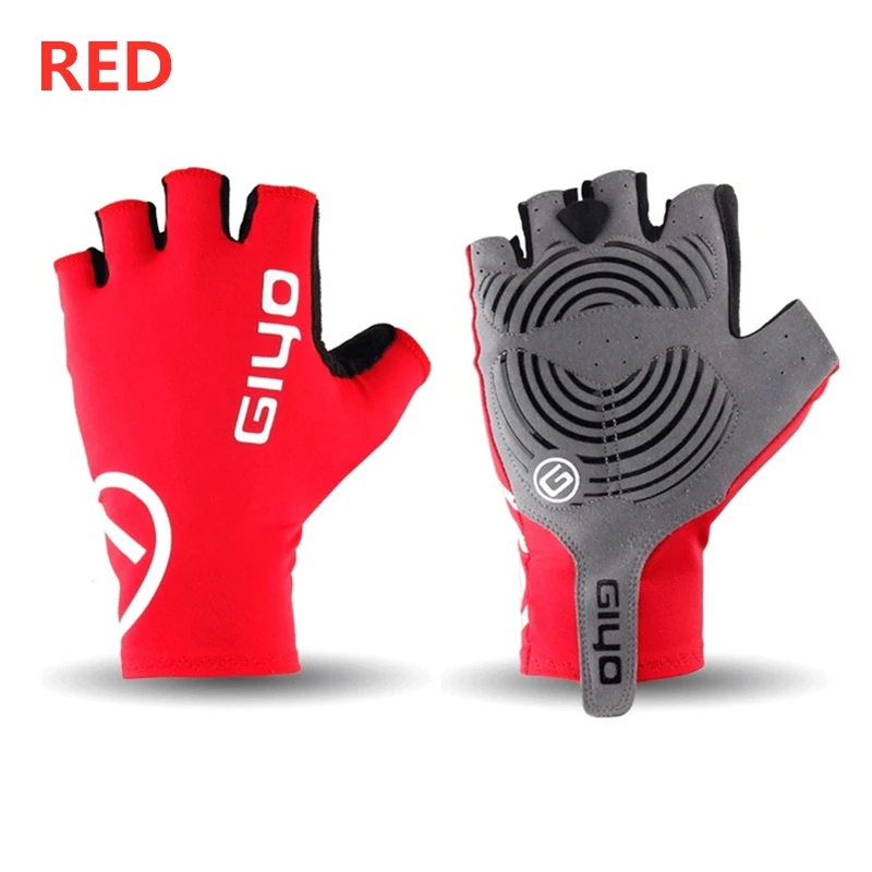 GIYO перчатки с сенсорным экраном, длинные перчатки с полупальцами, гелевые спортивные перчатки для велоспорта, MTB, шоссейные перчатки для езды на велосипеде, гоночные перчатки для женщин и мужчин, велосипедные перчатки - Цвет: Красный