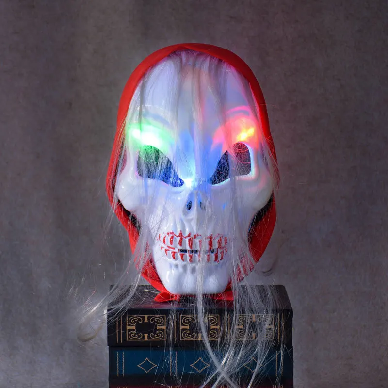 

Halloween Horror Skull Ghost LED Light Mask Zombie Red Headscarf hHeadband Luminescent Costume Party