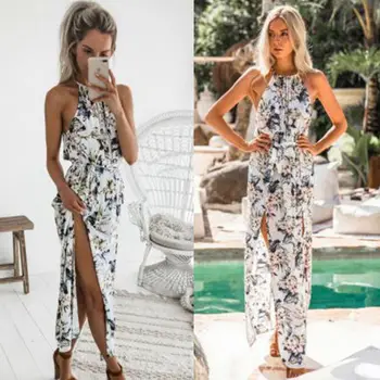 

Women Summer Sleeveless Boho Beach Maxi Dress 2020 Fashion Ladies Evening Party Vacation Casual Beach Sundress