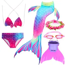 Купальный костюм с хвостом русалки для девочек; купальный костюм с или без монофина; Детский костюм для костюмированной вечеринки; купальный костюм; детский купальный костюм