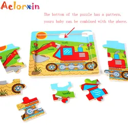 Quebra cabeça 3d quebra cabeças para crianças dos desenhos animados carro animais de madeira crianças brinquedos educativos inteligência brinquedo educativo