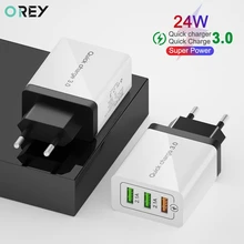 OREY 24 Вт Быстрая зарядка 3,0 быстрое зарядное устройство для samsung S10 3 порта USB зарядное устройство для huawei mate 20 QC 3,0 зарядное устройство адаптер