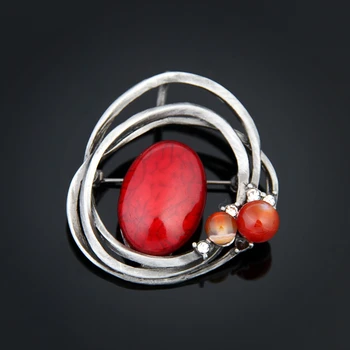 

Vintage Gorgeous Round Brooches For Women 2019 Brincos Fashion Plant Resin Pearl Brooch Pins Jewelry Dropshipping
