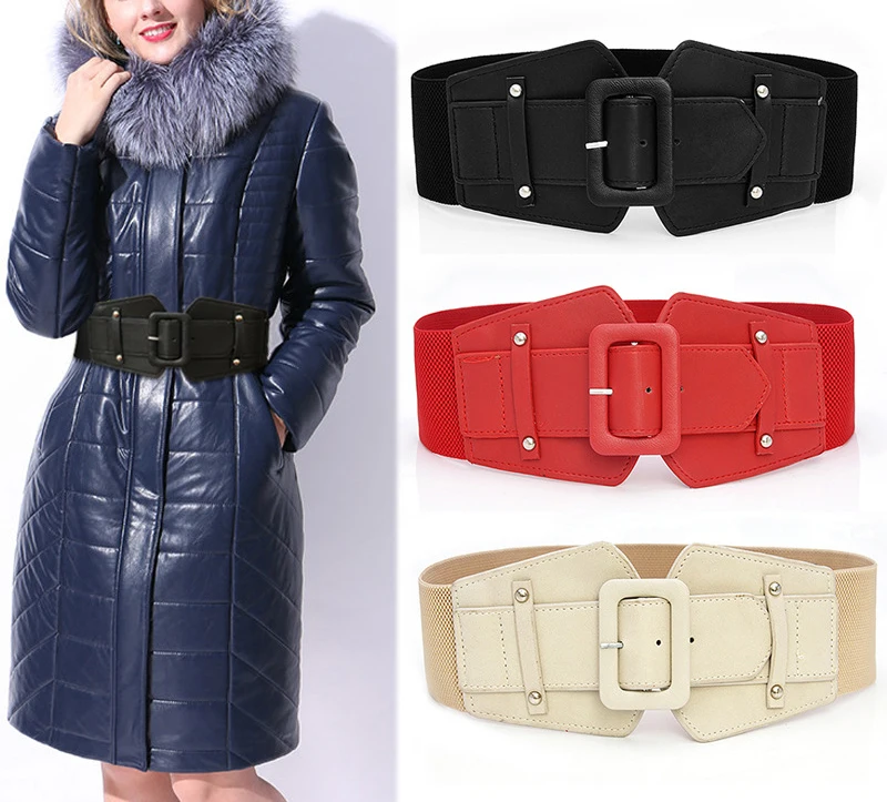 

vintage wide belts for women 64-85cm Elastic Belt Waist Elastic Belt Waist Belts for Women Black White Red VB0007