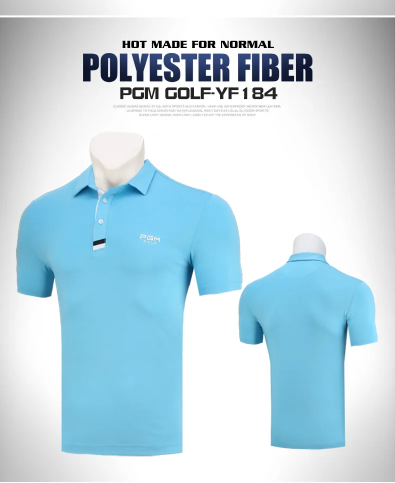 PGM рубашка для гольфа мужская летняя с коротким рукавом Одежда для гольфа быстросохнущая дышащая Футболка мужская однотонная одежда для гольфа