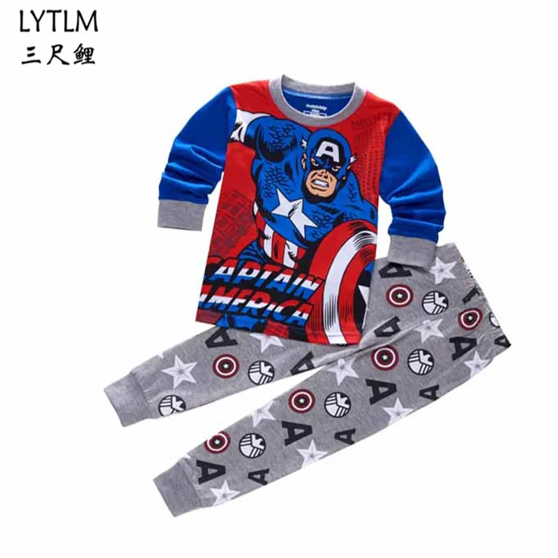 LYTLM Marvel/комплект одежды с Мстителями, супергерой, Железный человек, капитан старого американского корабля, хлопковая одежда для маленьких мальчиков, для сна, детский пижамный комплект - Цвет: 118