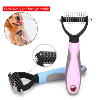 

New Stainless Double-sided Pet Cat Dog Comb Brush Professional Large Dogs Open Knot Rake Knife Pet Grooming Products