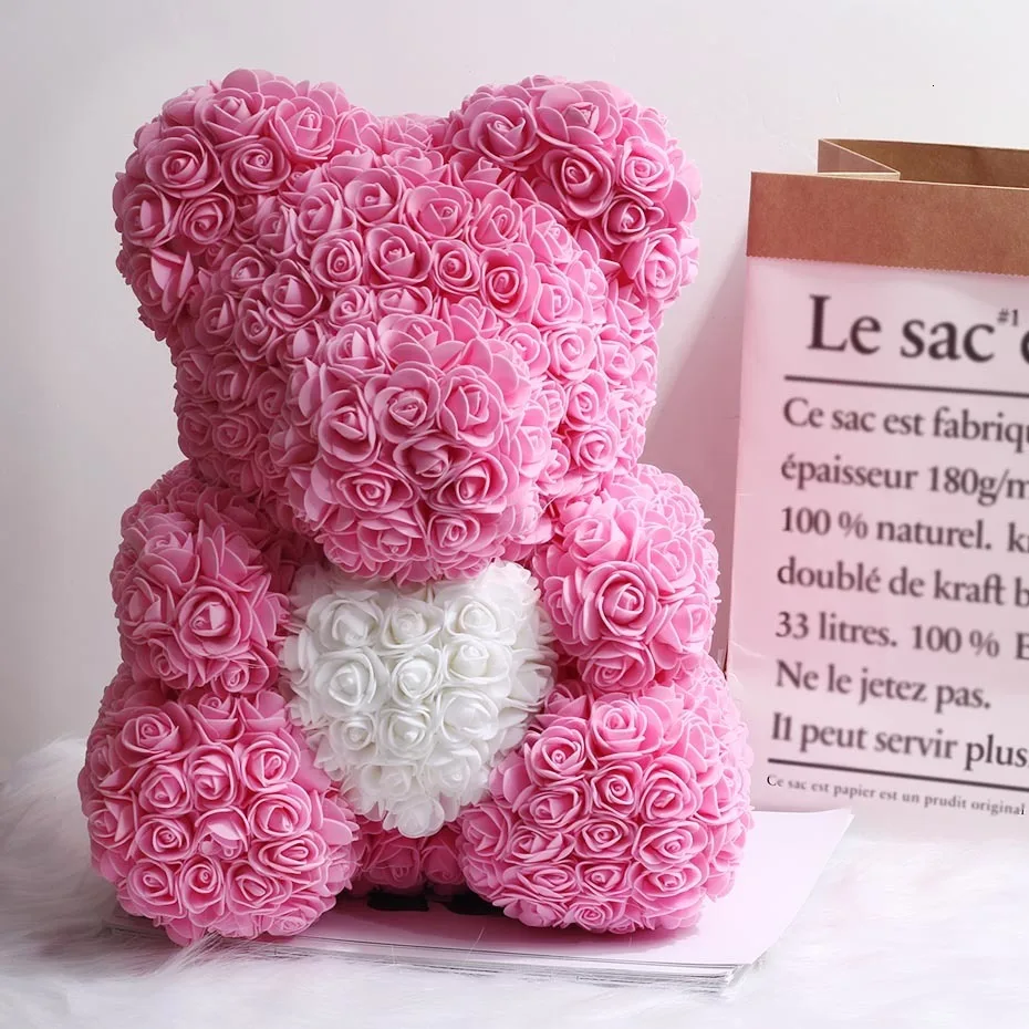 25 см 40 см мыло из пены розовый медведь плюшевый медведь розовый искусственный цветок новогодние подарки для женщин подарок на день Святого Валентина