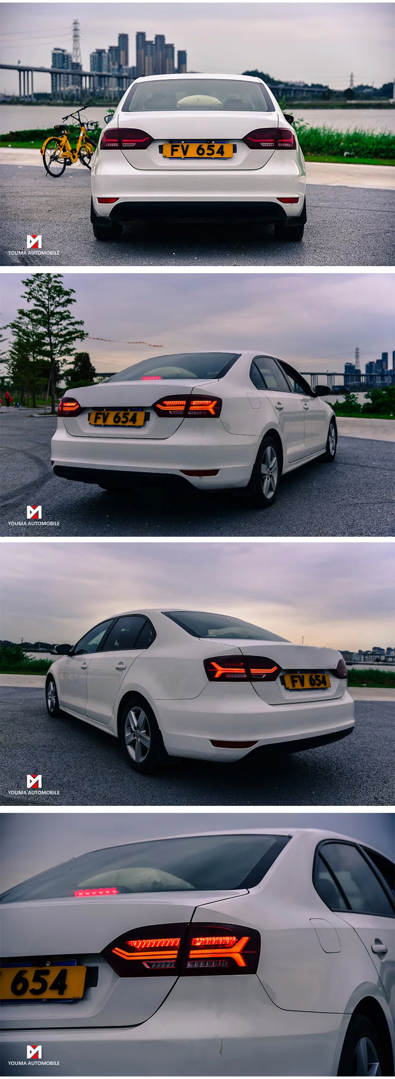 Автомобильный светодиодный задний светильник, задний светильник для Volkswagen Jetta MK6 2012 2013, задний противотуманный фонарь+ тормозной светильник+ Реверс+ Динамический сигнал поворота