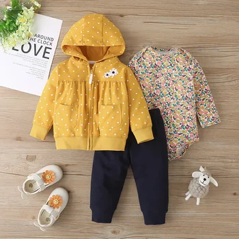 

Carter's Infant children's hooded jacket children suit romper trouserss weater three-piece suit Baby Girl Clothes Baby Girl Romp