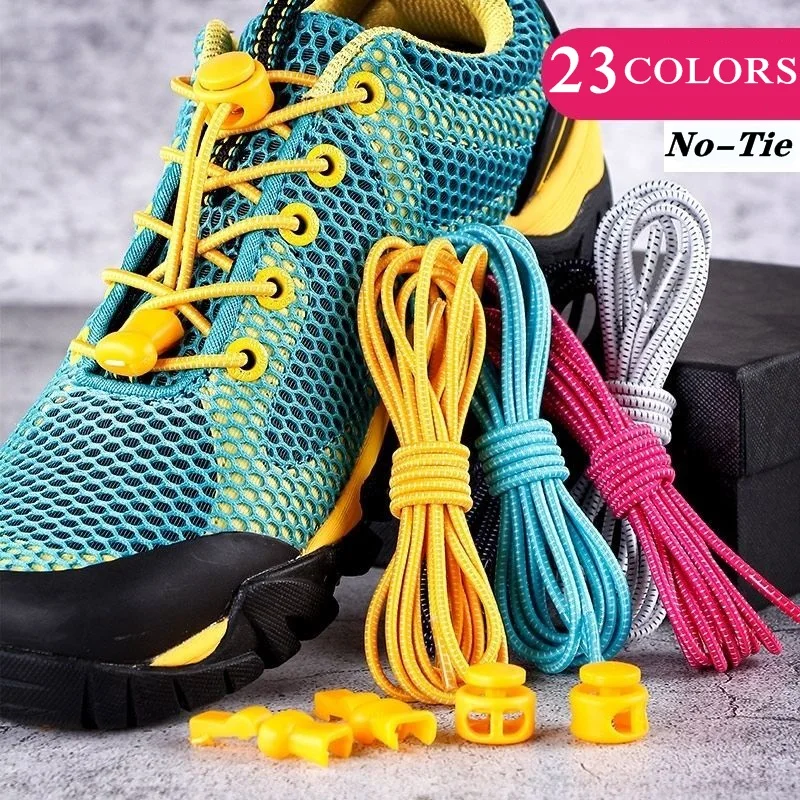 1 par de deportes elástico cordones de zapato que No se ata los cordones niños adultos perezosos cordones de bloqueo accesorios lacets elastique chaussure