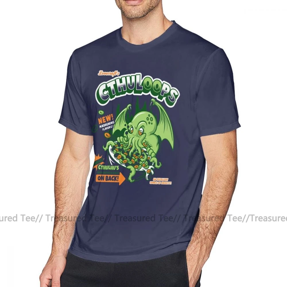 Футболка Cthulhu Cthuloops, новая футболка с ароматом, 100 хлопок, футболка с принтом, короткий рукав, летняя мужская забавная футболка - Цвет: Navy Blue