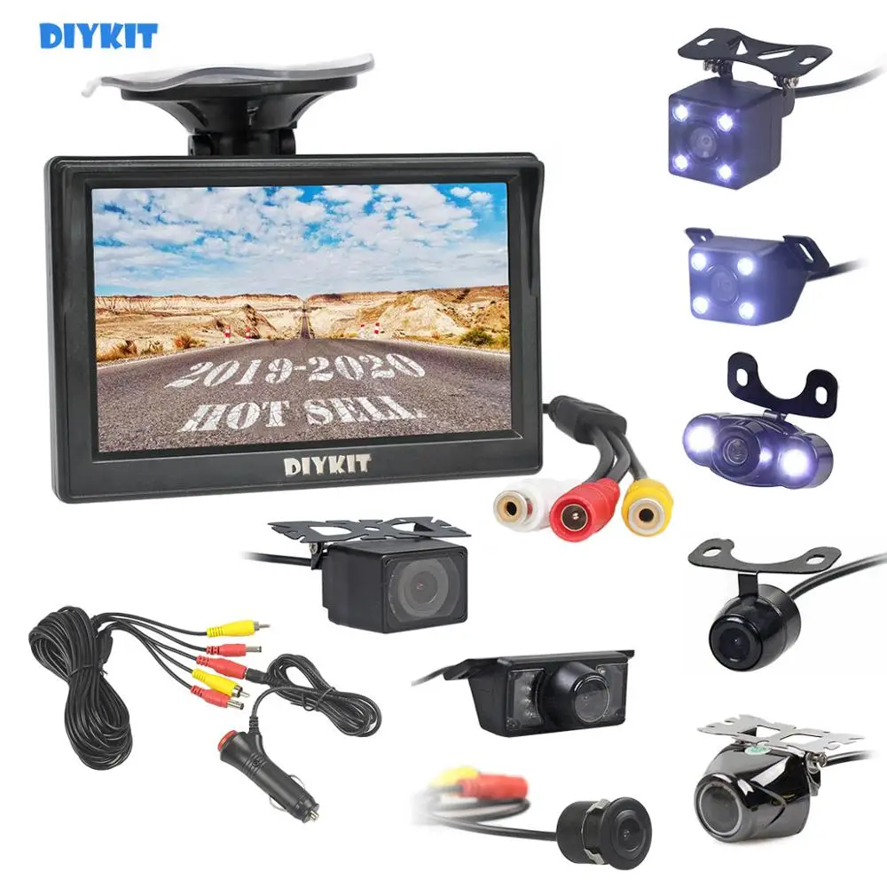 DIYKIT 5 "заднего вида автомобиля мониторы авто парковка Vedio светодиодный LED ночное видение резервного копирования Обратный камера HD