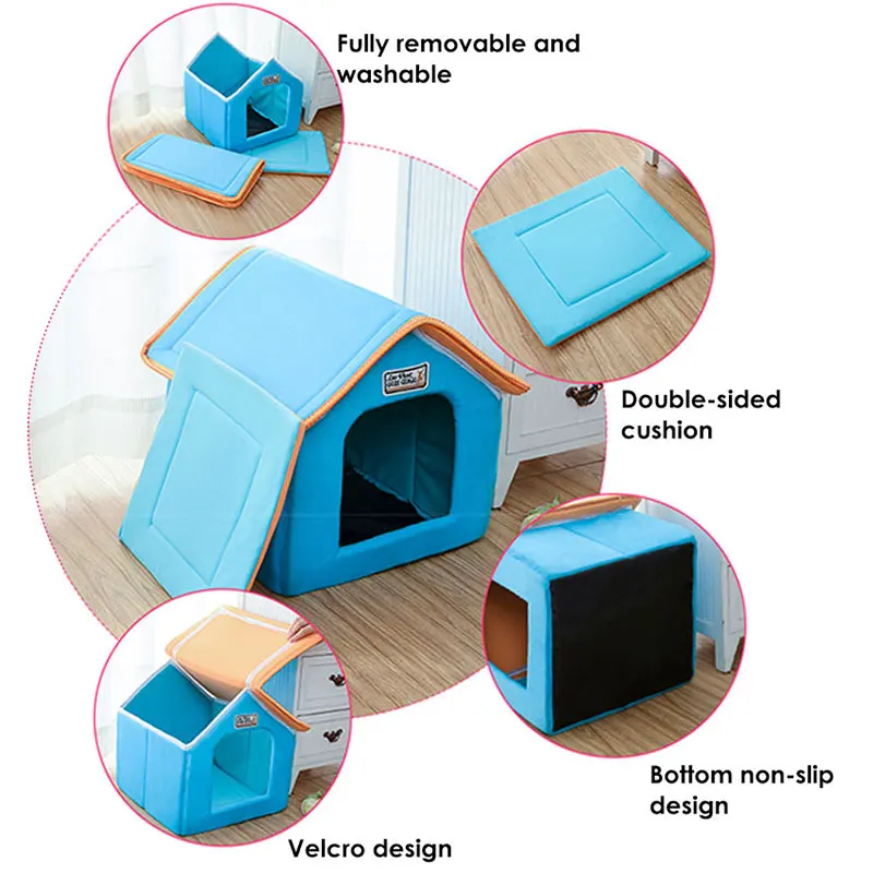 Домик для домашних животных, складная кровать с мягкой подушкой, зимний домашний домик для собак, леопард, щенок, диван, питомник для маленьких и средних собак