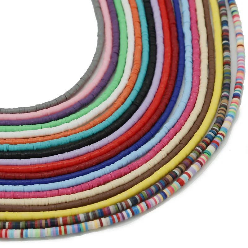 

4mm 6mm Round Soft Clay Flat Strand Beads Loose Boho African Disc Bead Spacers Charms Bracelet Necklace DIY Jewelry Making
