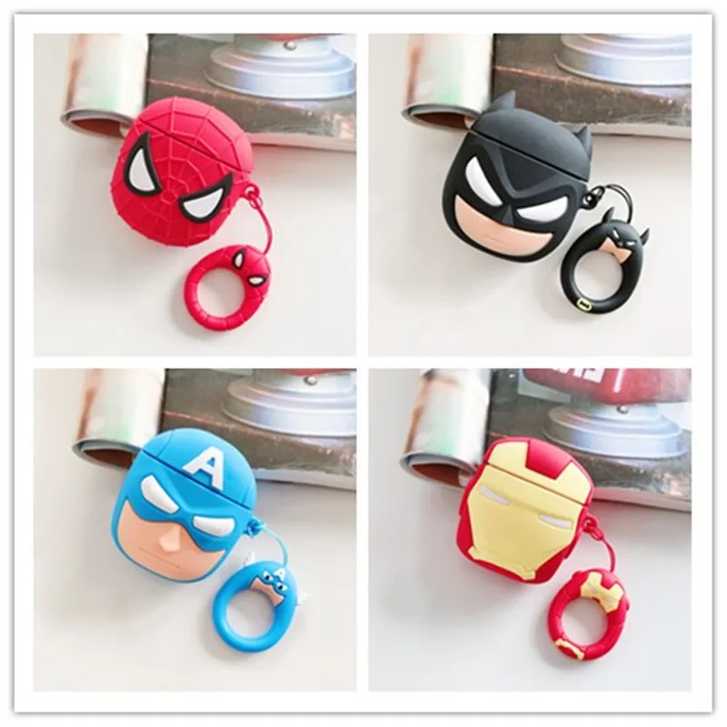 

Iron Man Captain America Spiderman Venom Marvel Doll Keychain Silicone Earphone Headset Case For Apple Airpods 1 2 Accessory