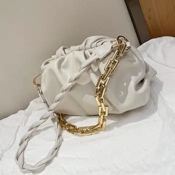 

Elegant Female Solid color Cloud bag 2020 New Quality Soft PU Leather Women's Designer Handbag Pleated Shoulder Bags Armpit bag