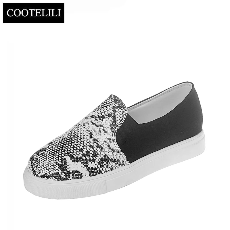 COOTELILI Women Casual Women's Autumn Shoes Woman Fashion Female Slip-On Flat Shoes Flats Leopard Print Serpentine