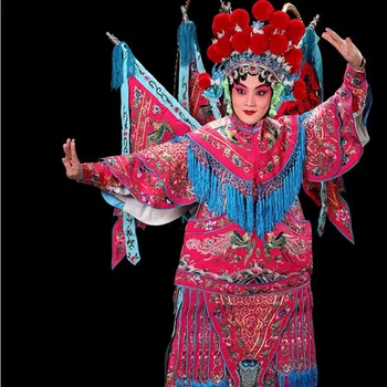 

Peking Beijing Opera costume Yue Opera costume stage performance Wudan Dao Ma Dan Mu Guiying crepe hook girl lean female armor
