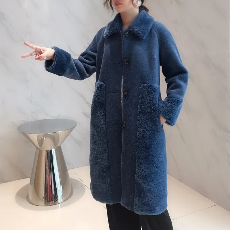 [EWQ] осеннее Новое теплое пальто из натурального меха с длинным рукавом, модное шерстяное пальто, корейское зимнее шерстяное пальто, 6 цветов, QL49603
