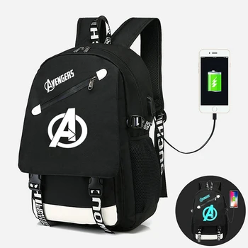 

Luminous Student School Backpack The Avengers Anime USB Charge Laptop Computer Backpack for Teenager Anti-theft Boys Bags Senkey