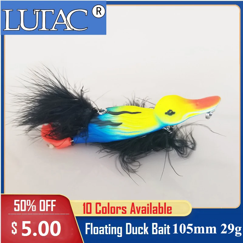 

LUTAC Duckling Lures pike 105mm 29g duck Metal Swimbait Rubber Topwater Fishing Lure Floating Artificial Bait