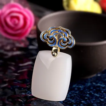 

package, accessories, fashion, burnt blue collar, S925 silver jewelry, inlaid with natural Hetian jade pendant