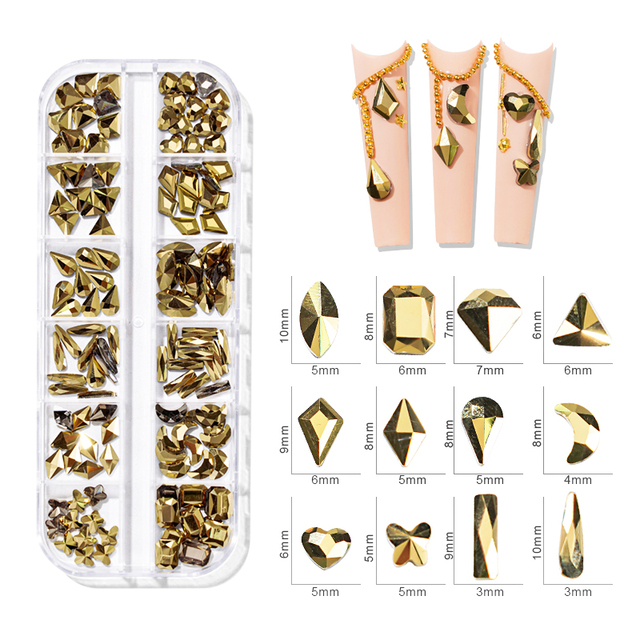 Box AB/Colorful Hotfix Rhinestones MIxed Size Flatback Crystal Diamond Gems 3D Glitter Nail Art Luxurious Decorations