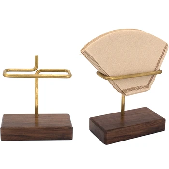 

New Copper Coffee Filter Shelf V60 Coffee Filter Stand Wooden Base Best Selling Products(Without Filters)