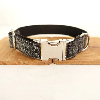 

Special self-design custom Engraved metal buckle dog collar 5 sizes THE BLACK SUIT UDC007